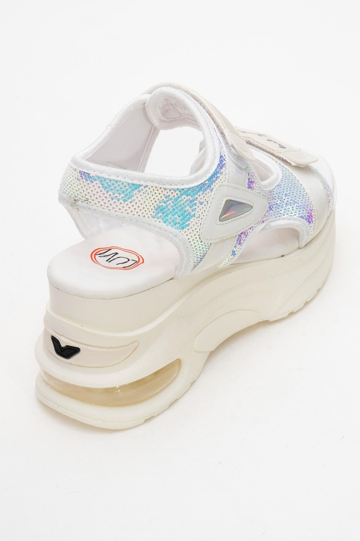 Arthur - White Sequin Strap Chunky Platform Sport Sandal (Women)