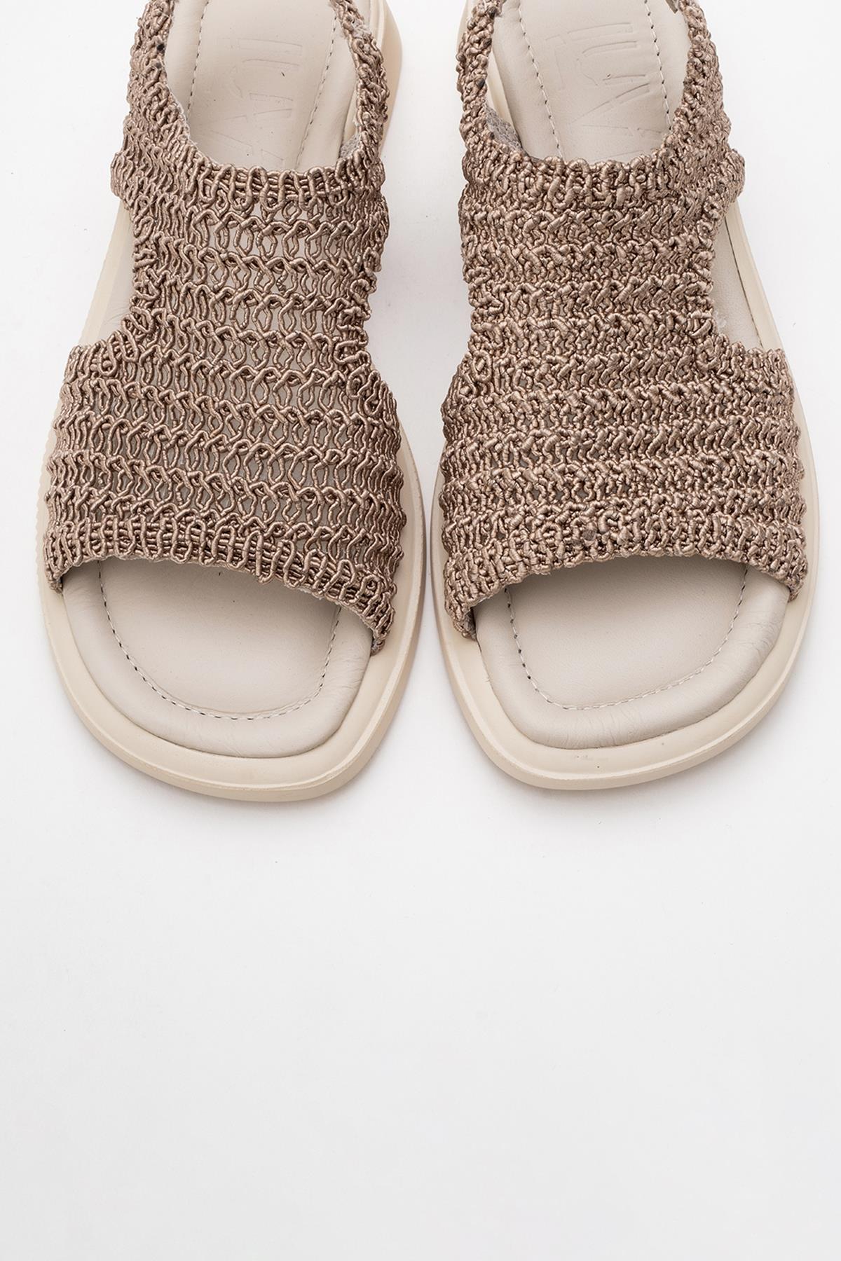 Weave - Dark Beige Leather Woven Sandal (Women)