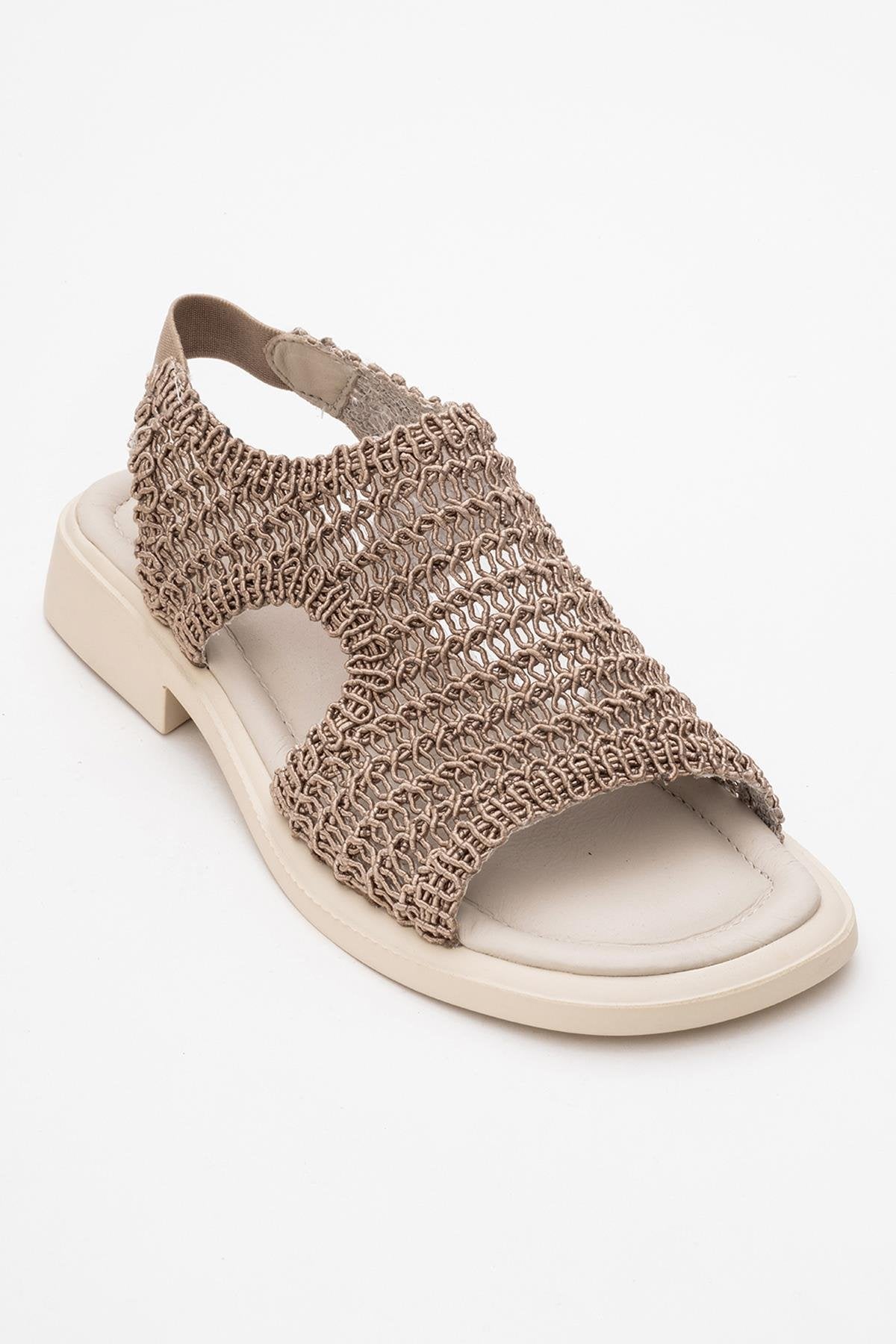 Weave - Dark Beige Leather Woven Sandal (Women)