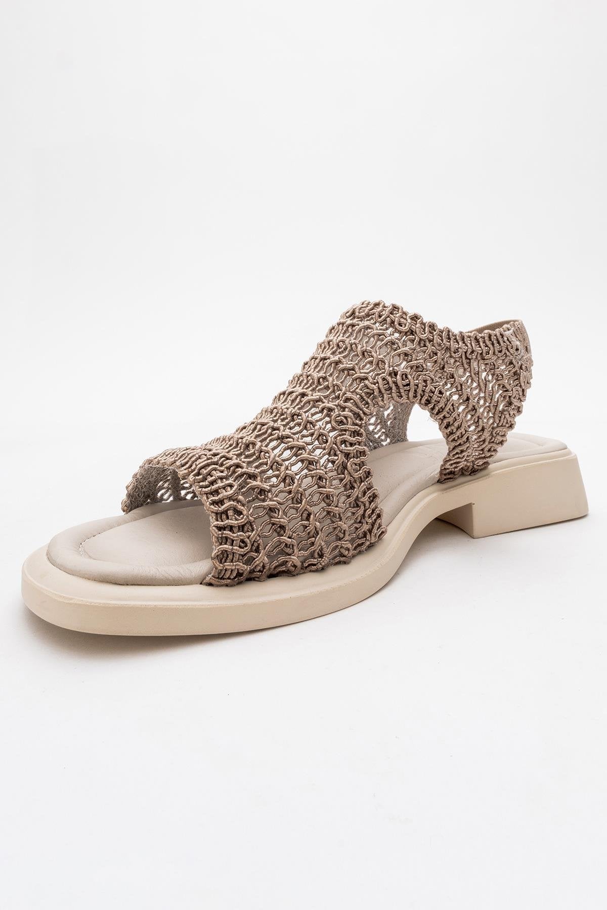 Weave - Dark Beige Leather Woven Sandal (Women)