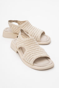 Weave - Beige Leather Woven Sandal (Women)