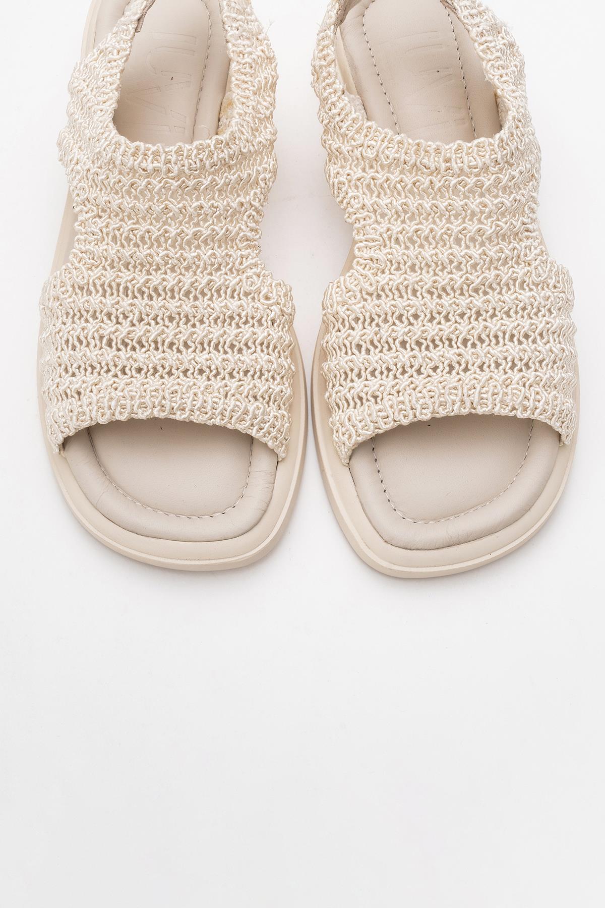 Weave - Beige Leather Woven Sandal (Women)