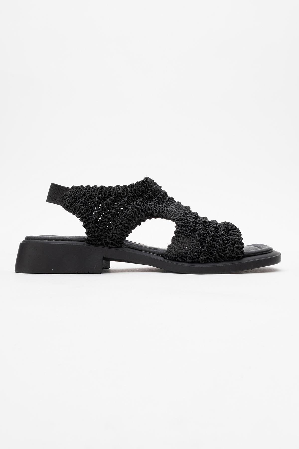 Weave - Black Leather Woven Sandal (Women)