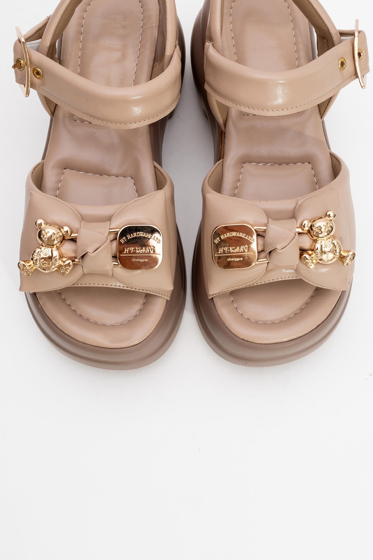 Merida Dark Beige Buckle Platform Sandal (Women)