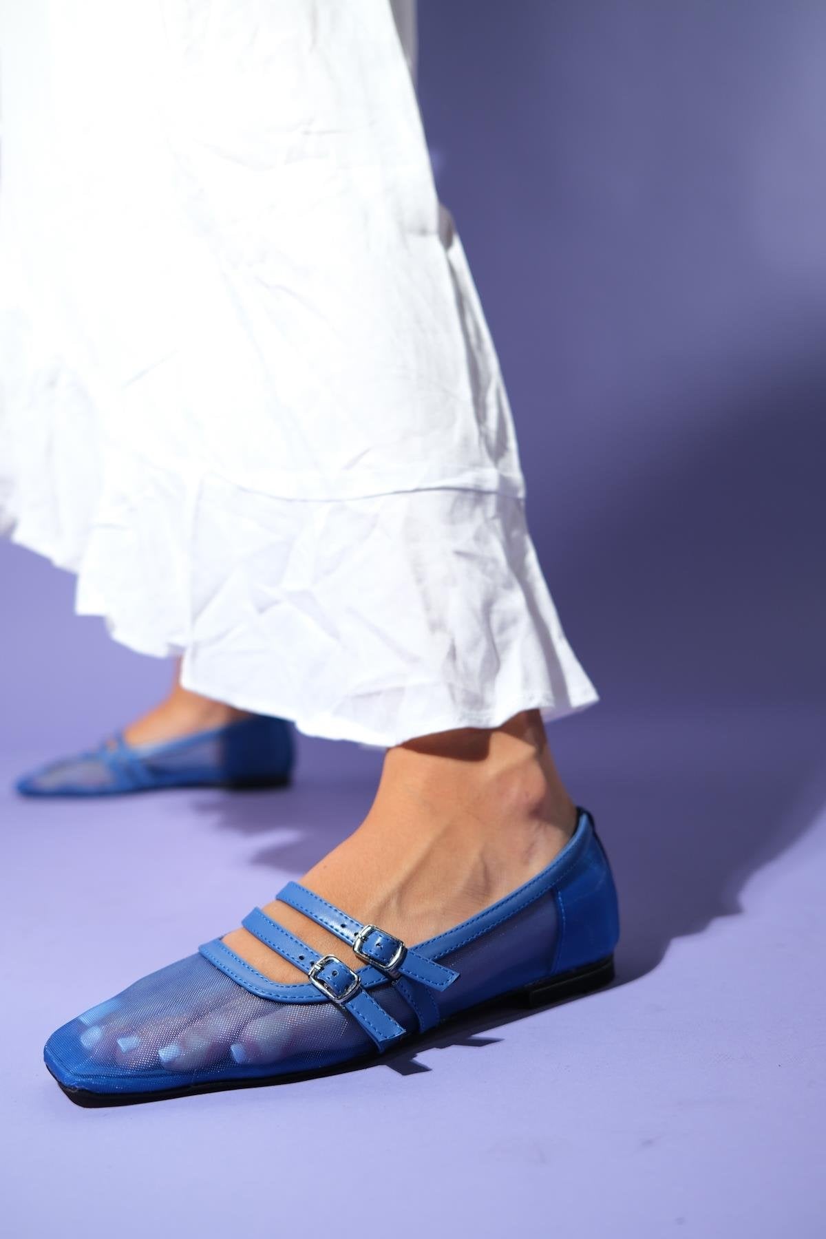 Ashley - Blue Mesh Ballet Flat (Women)