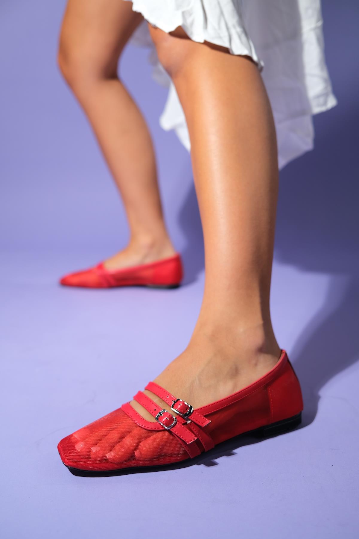 Ashley - Red Mesh Ballet Flat (Women)