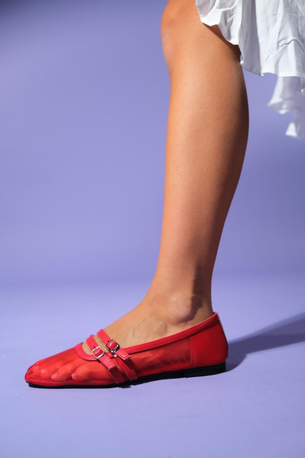 Ashley - Red Mesh Ballet Flat (Women)