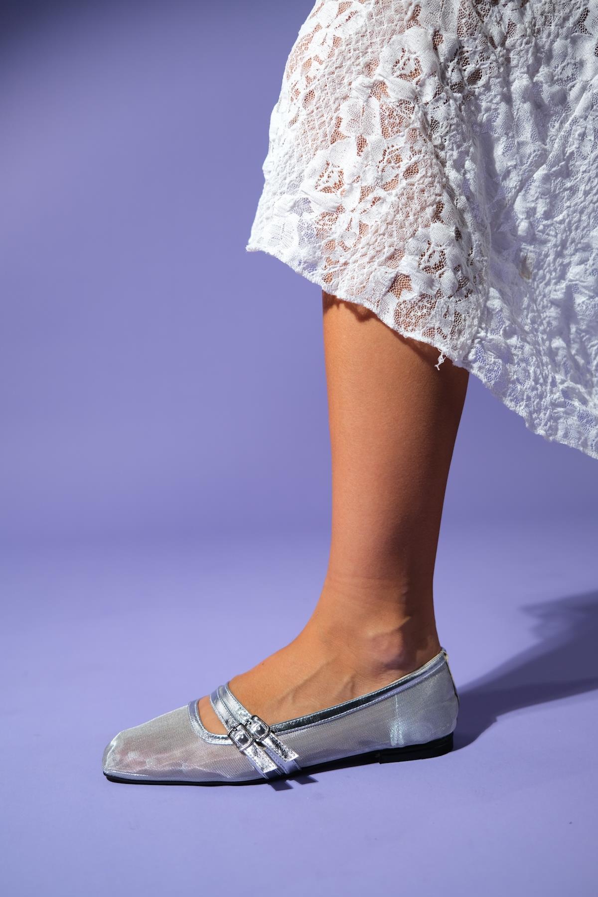 Ashley - Silver Mesh Ballet Flat (Women)