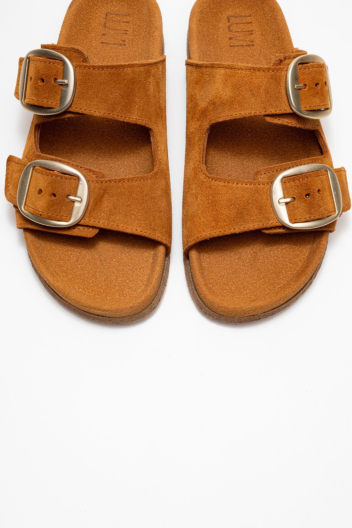 Ovesta - Cognac Brown Suede Leather Slide Sandal (Women)