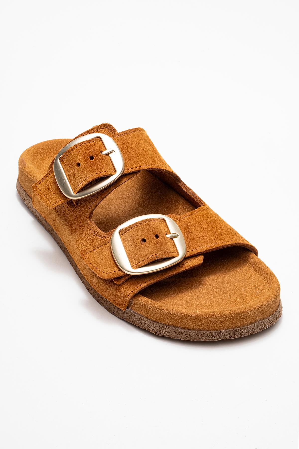 Ovesta - Cognac Brown Suede Leather Slide Sandal (Women)