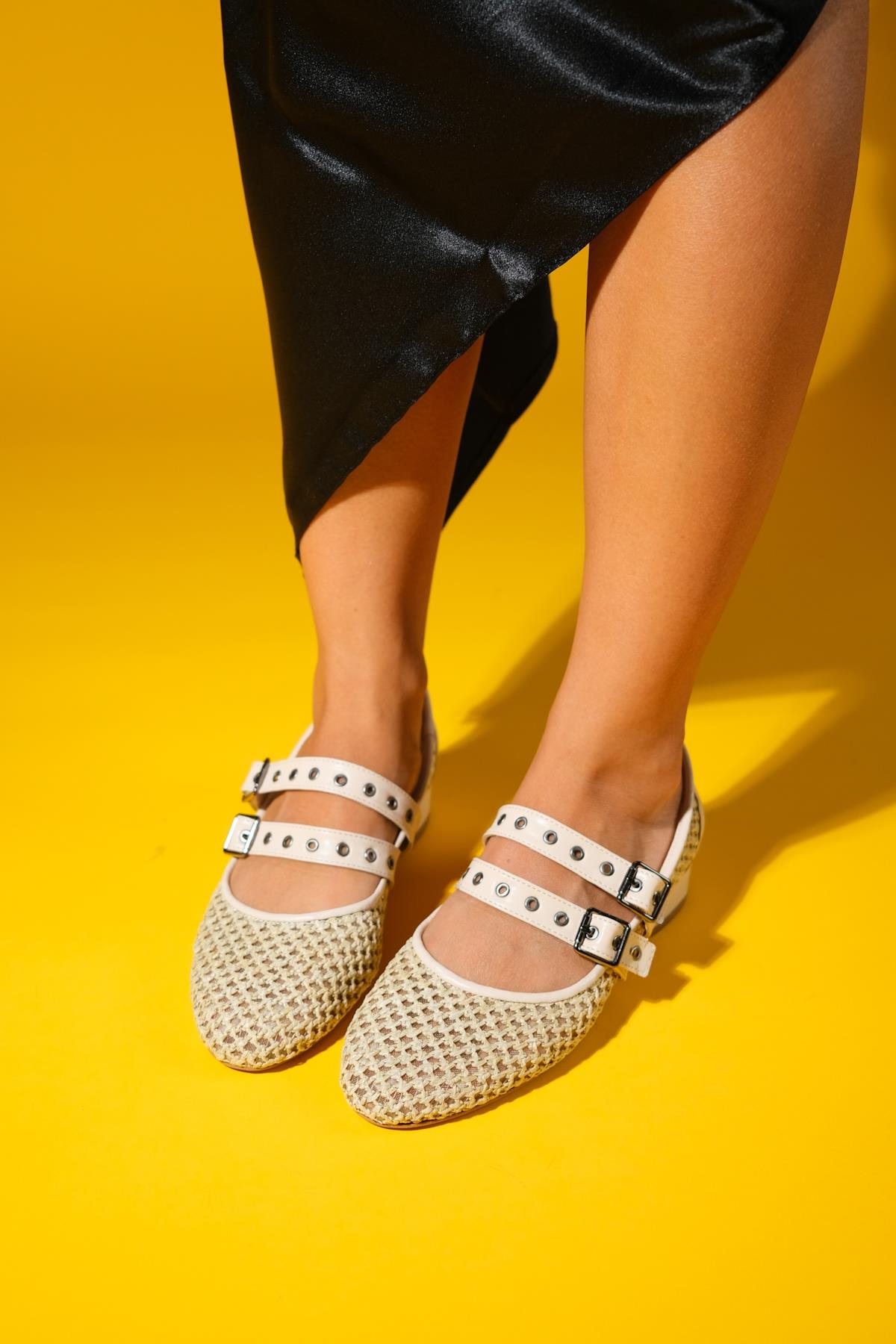 Lapis - Beige Woven Low Heel Shoe (Women)