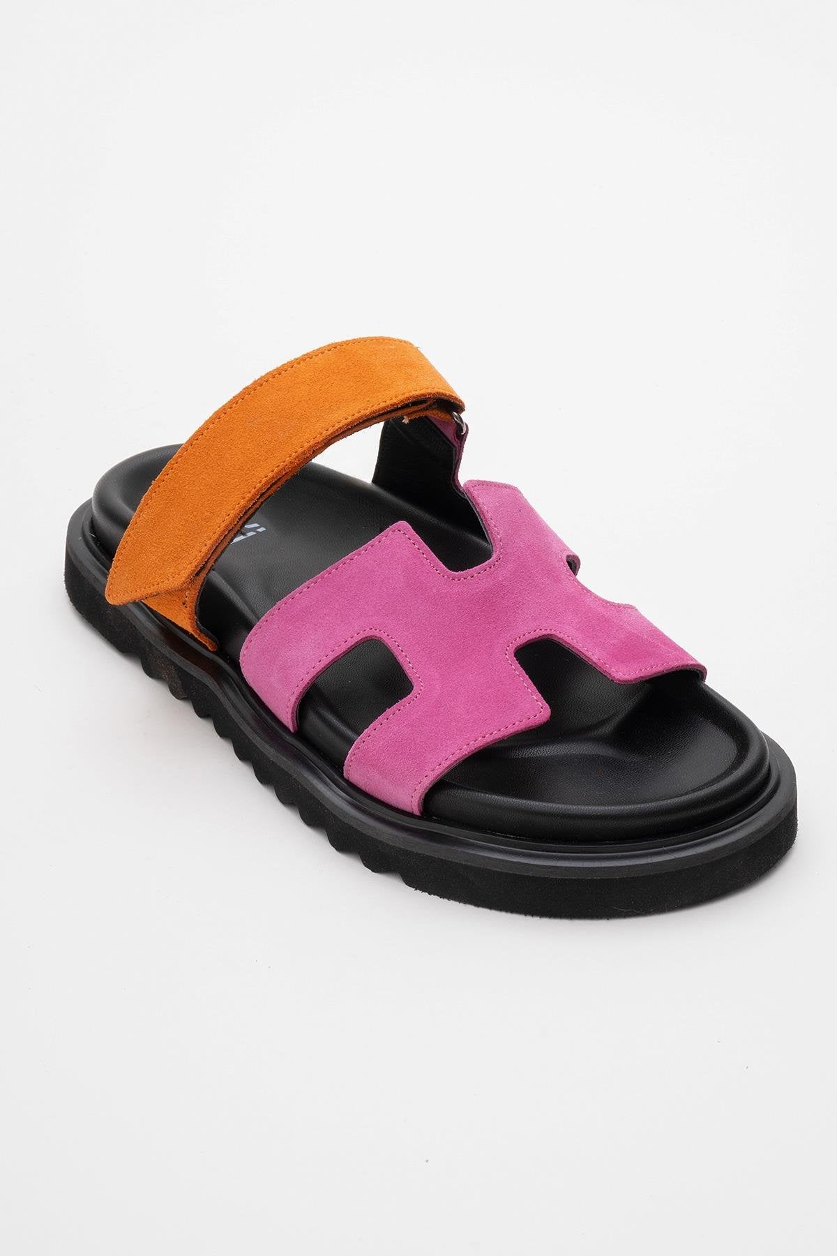 Morte - Fuchsia Orange Suede Leather Slide Sandal (Women)