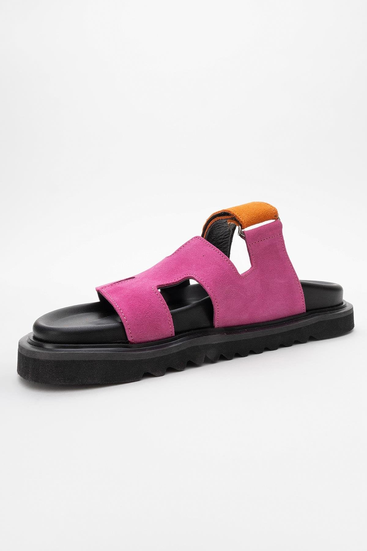 Morte - Fuchsia Orange Suede Leather Slide Sandal (Women)