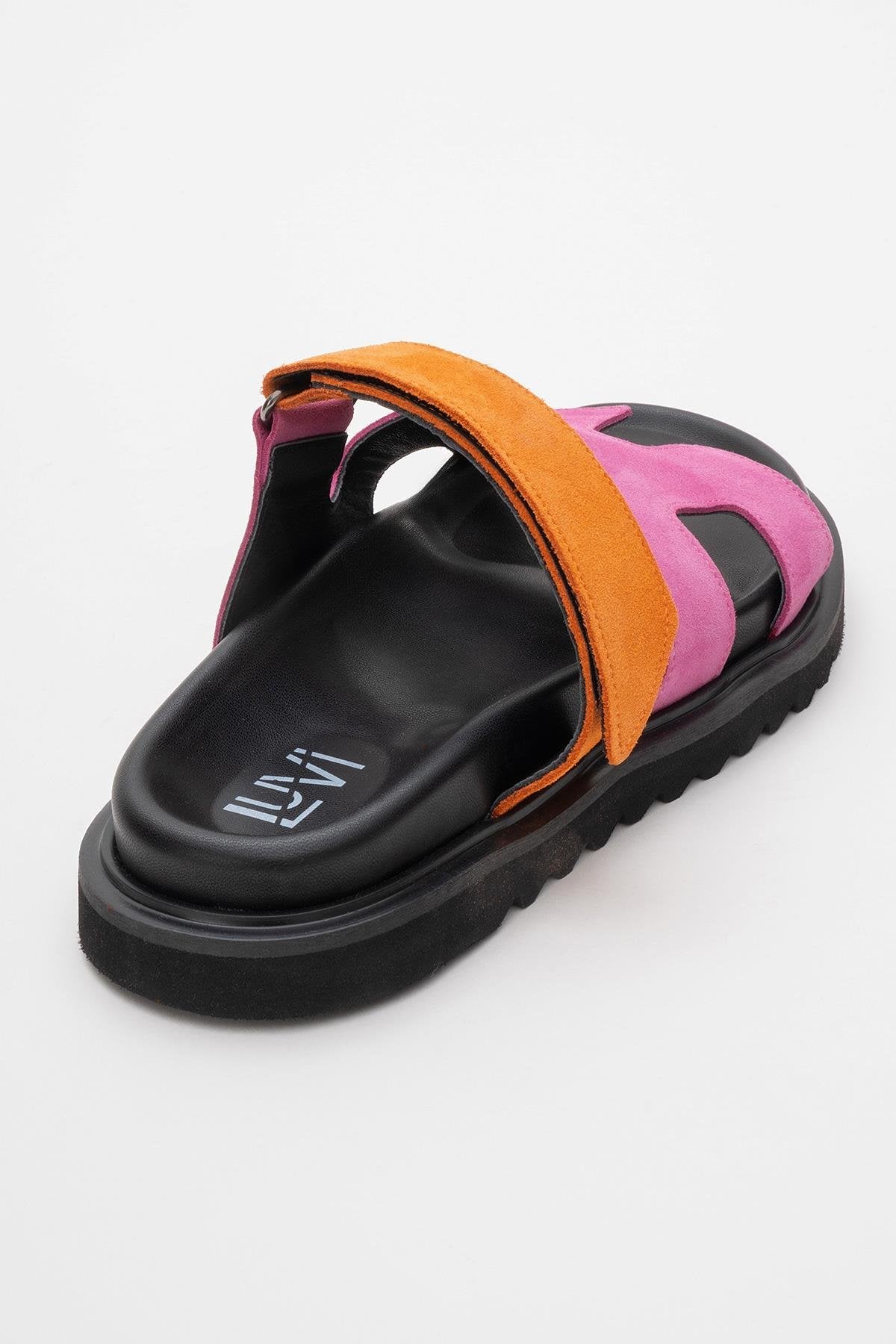 Morte - Fuchsia Orange Suede Leather Slide Sandal (Women)