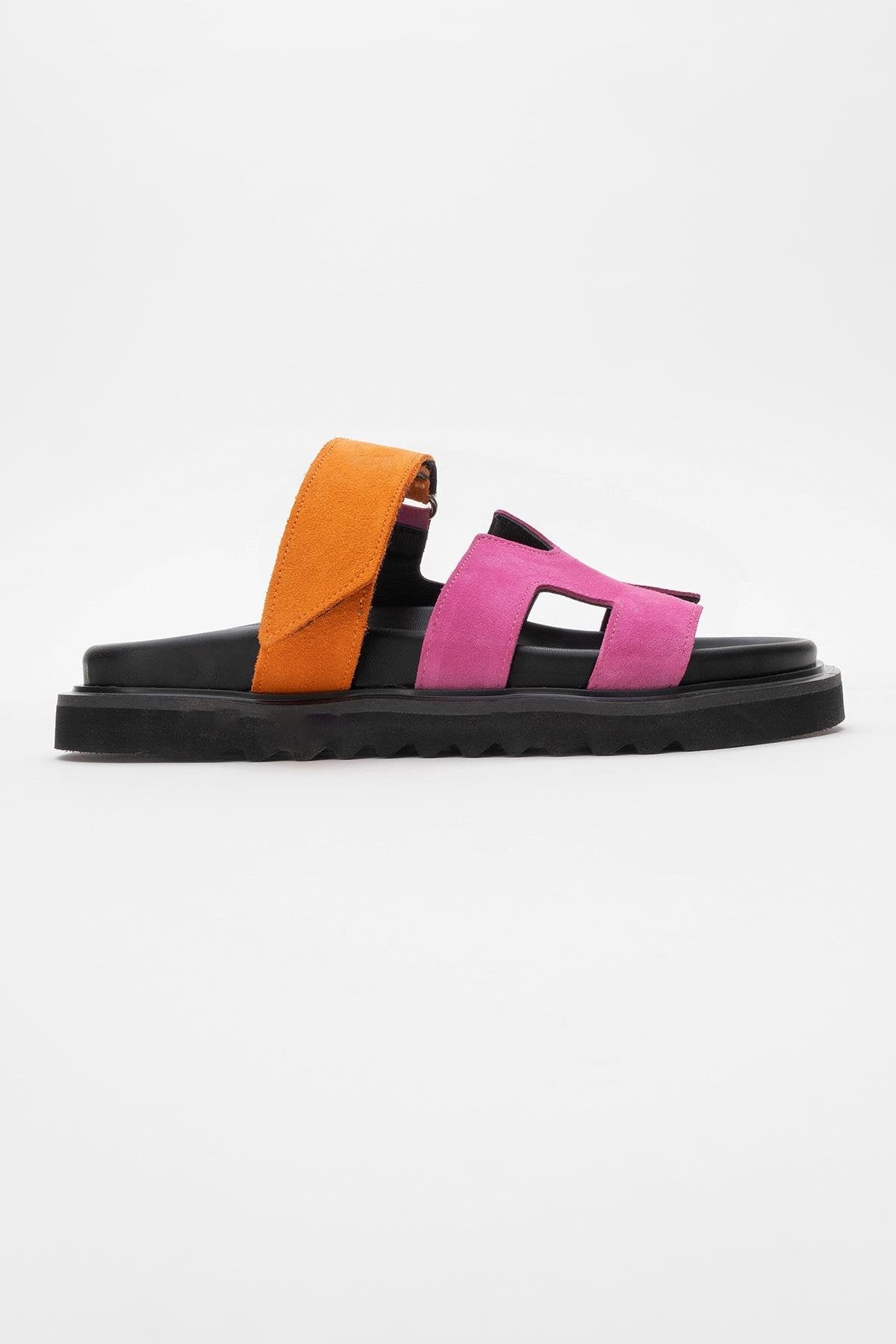 Morte - Fuchsia Orange Suede Leather Slide Sandal (Women)