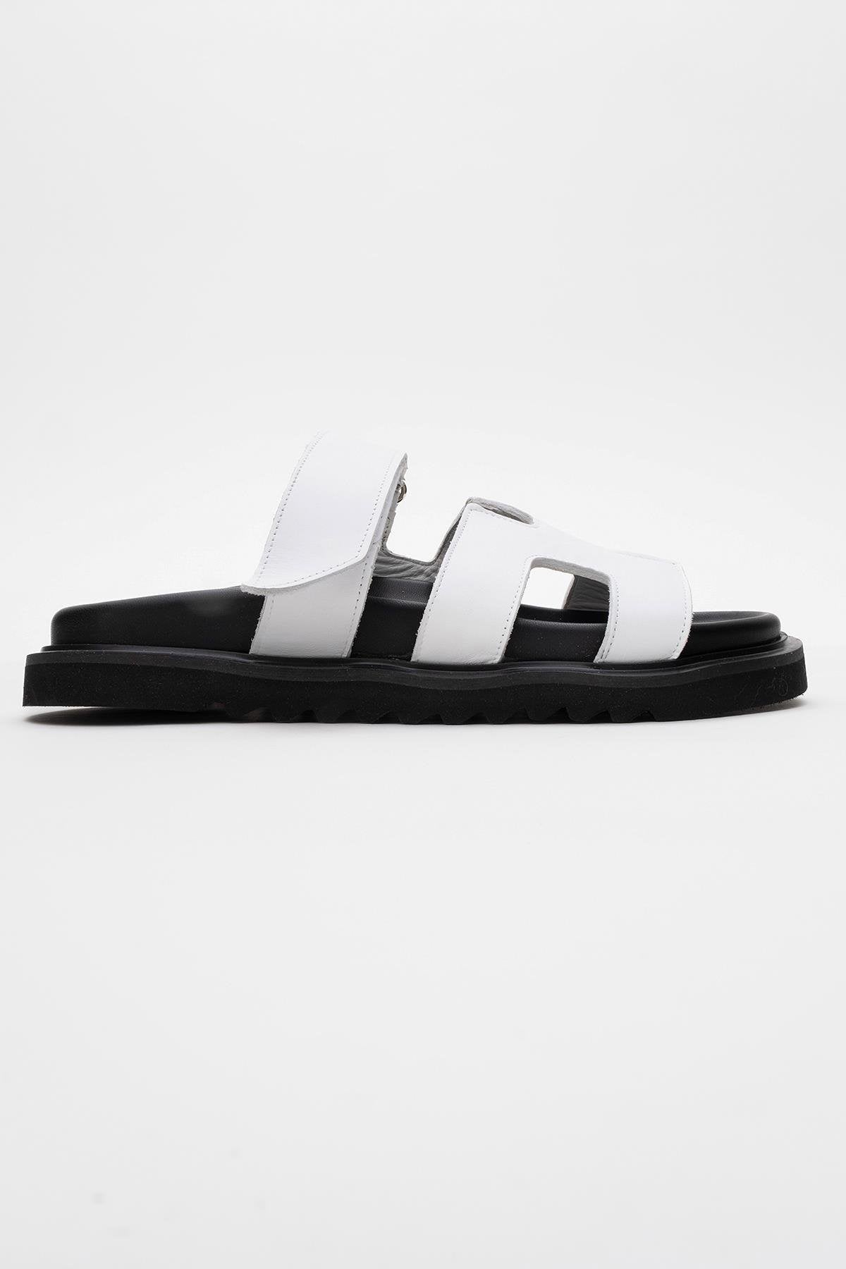 Morte - White Leather Slide Sandal (Women)