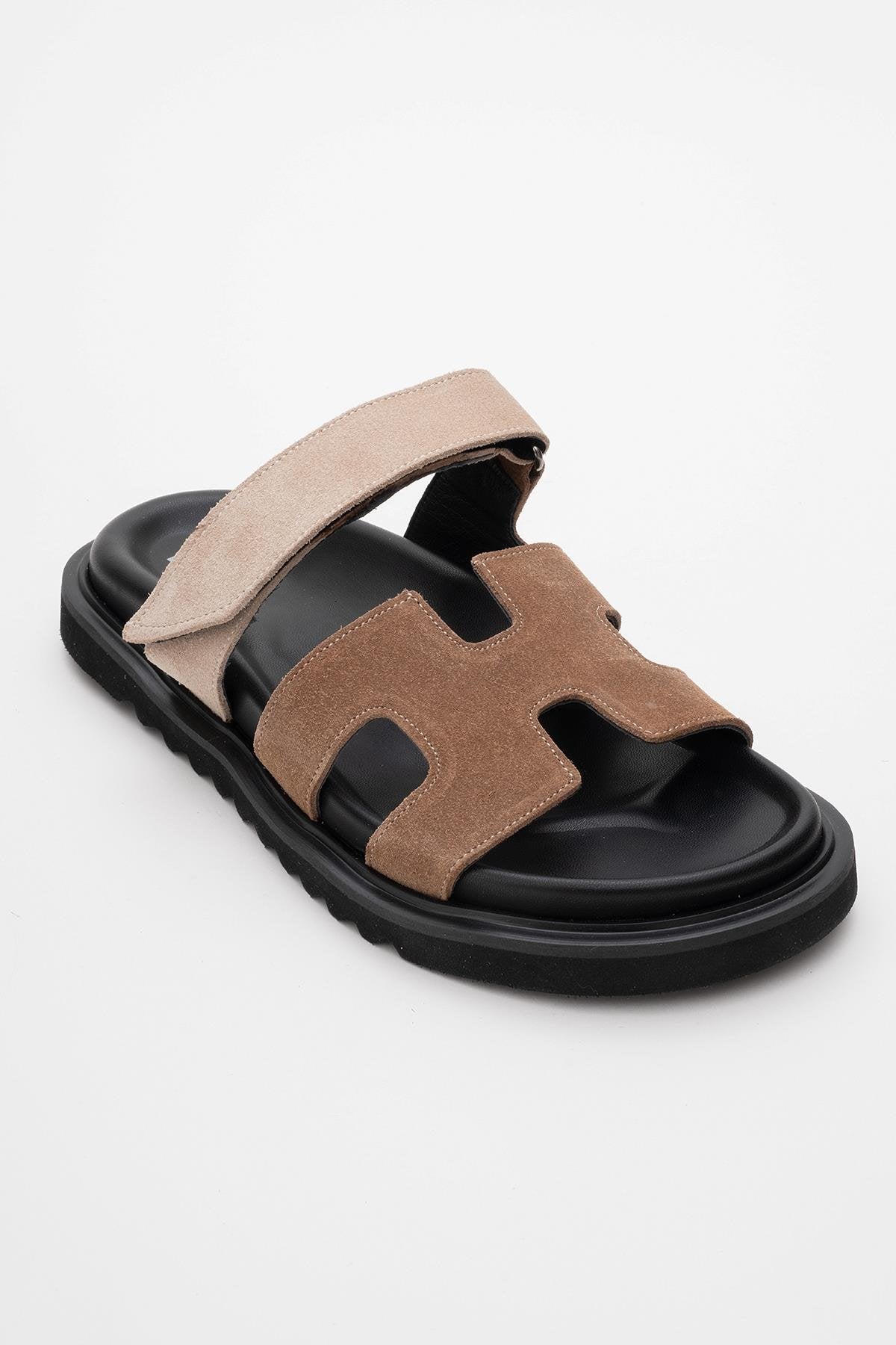 Morte - Cognac Beige Suede Leather Slide Sandal (Women)