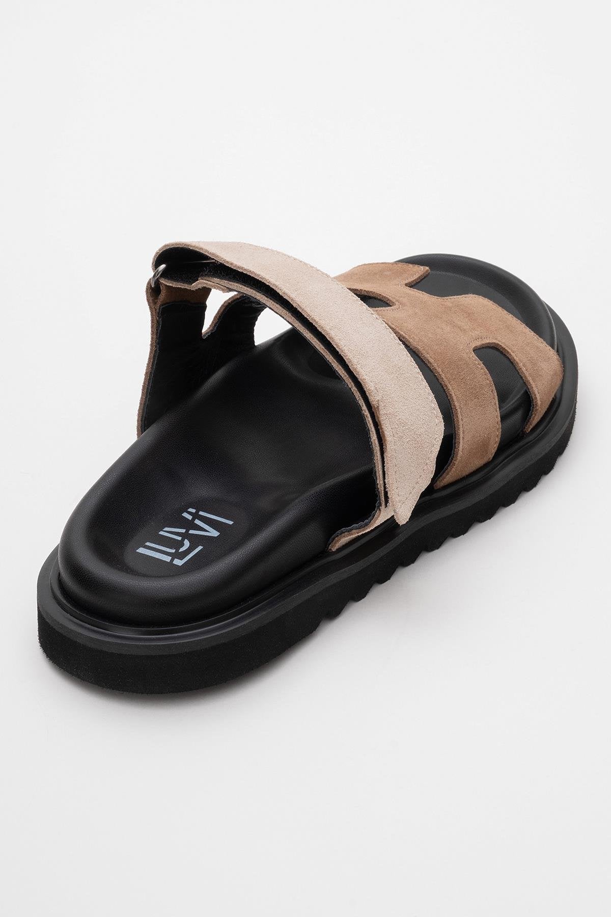 Morte - Cognac Beige Suede Leather Slide Sandal (Women)