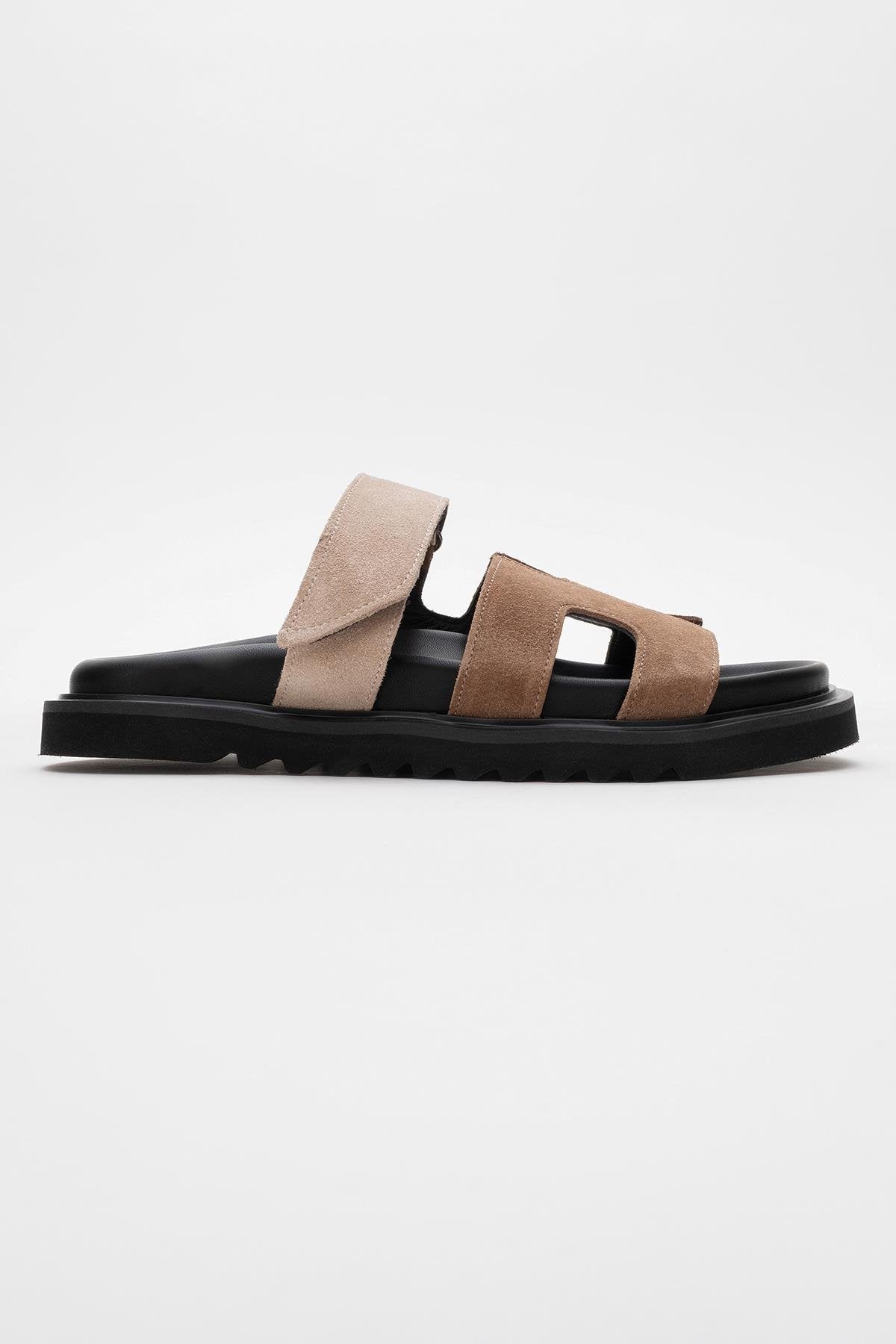 Morte - Cognac Beige Suede Leather Slide Sandal (Women)