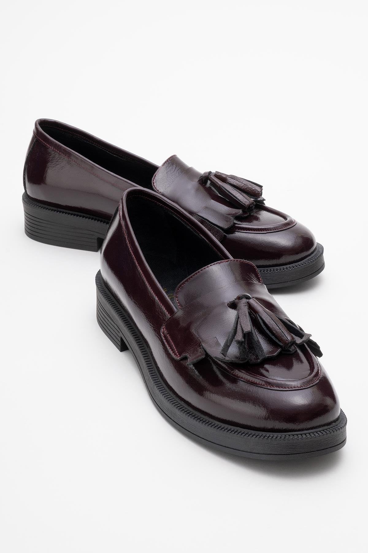 Milly - Burgundy Patent Leather Tassel Loafers