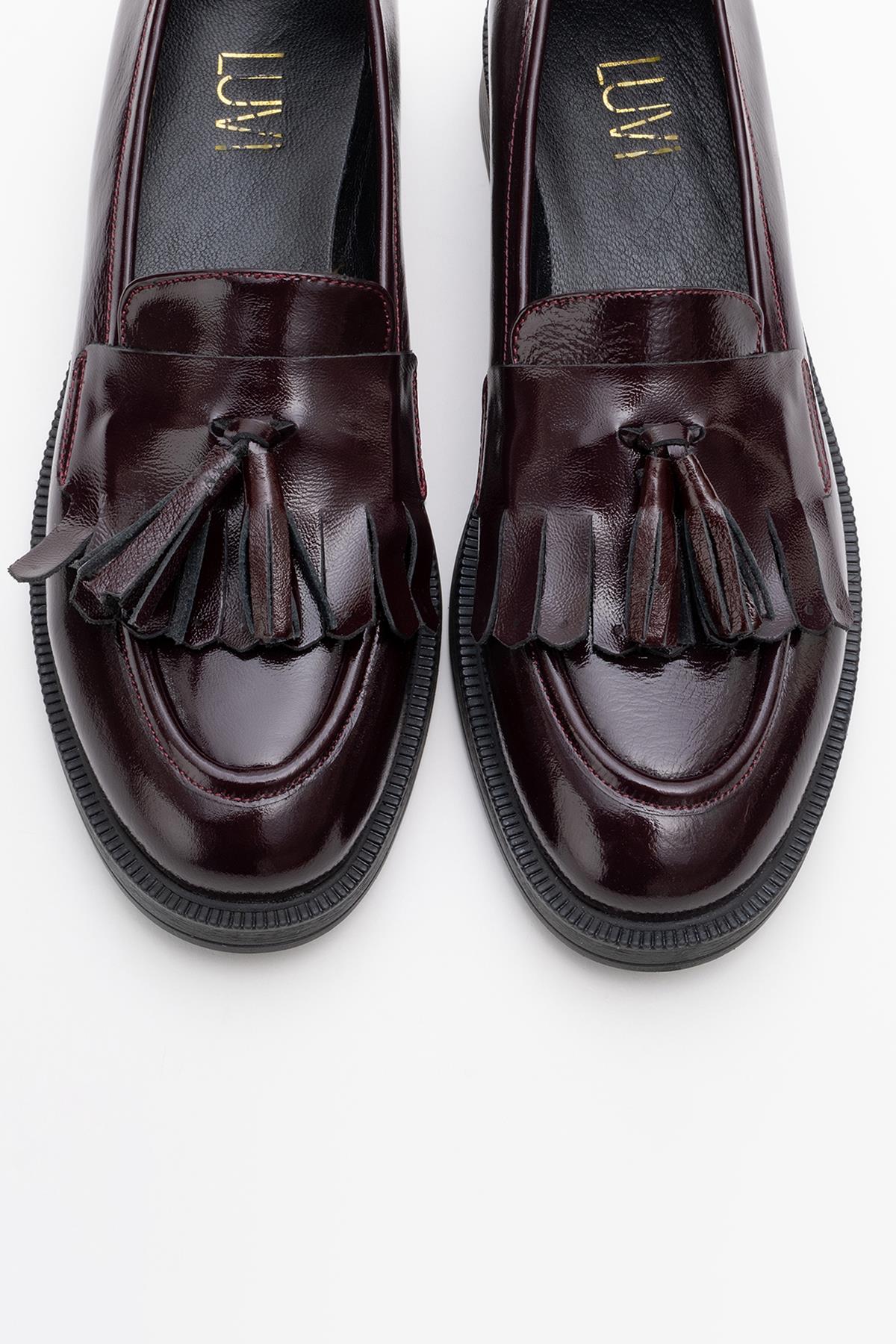 Milly - Burgundy Patent Leather Tassel Loafers