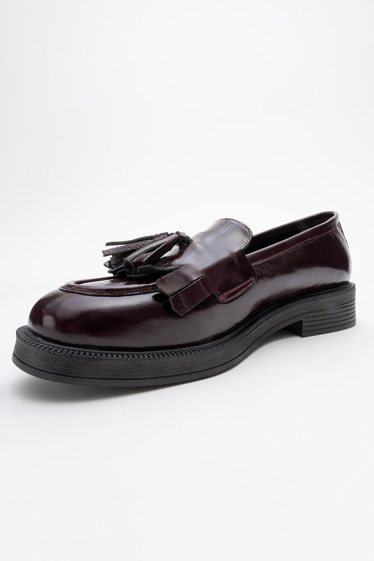 Milly - Burgundy Patent Leather Tassel Loafers