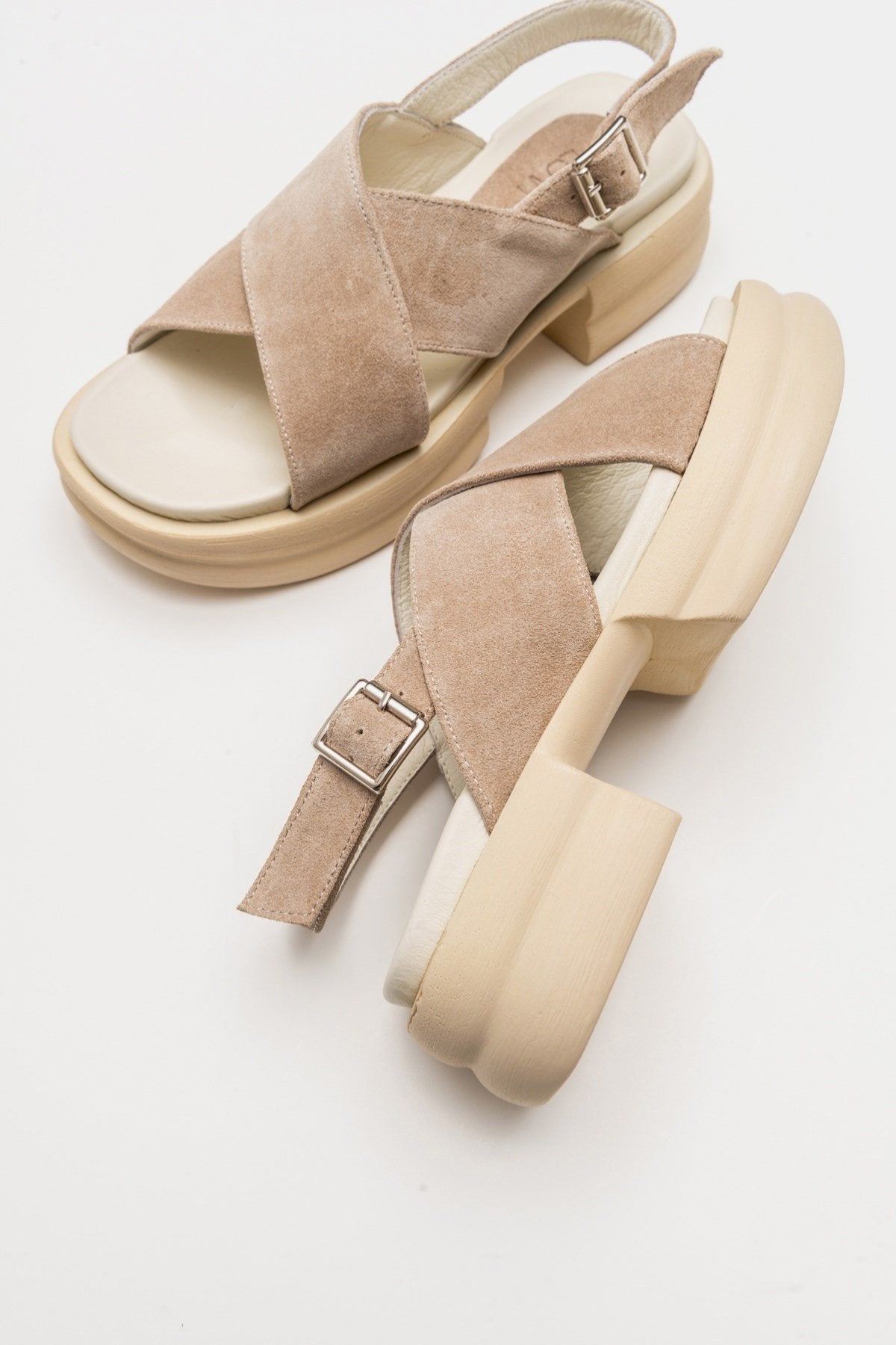 Gers - Beige Genuine Leather Sandal (Women)
