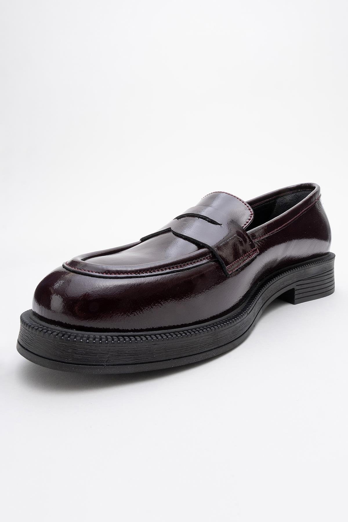 Bree - Burgundy Patent Platform Leather Loafers (Women)