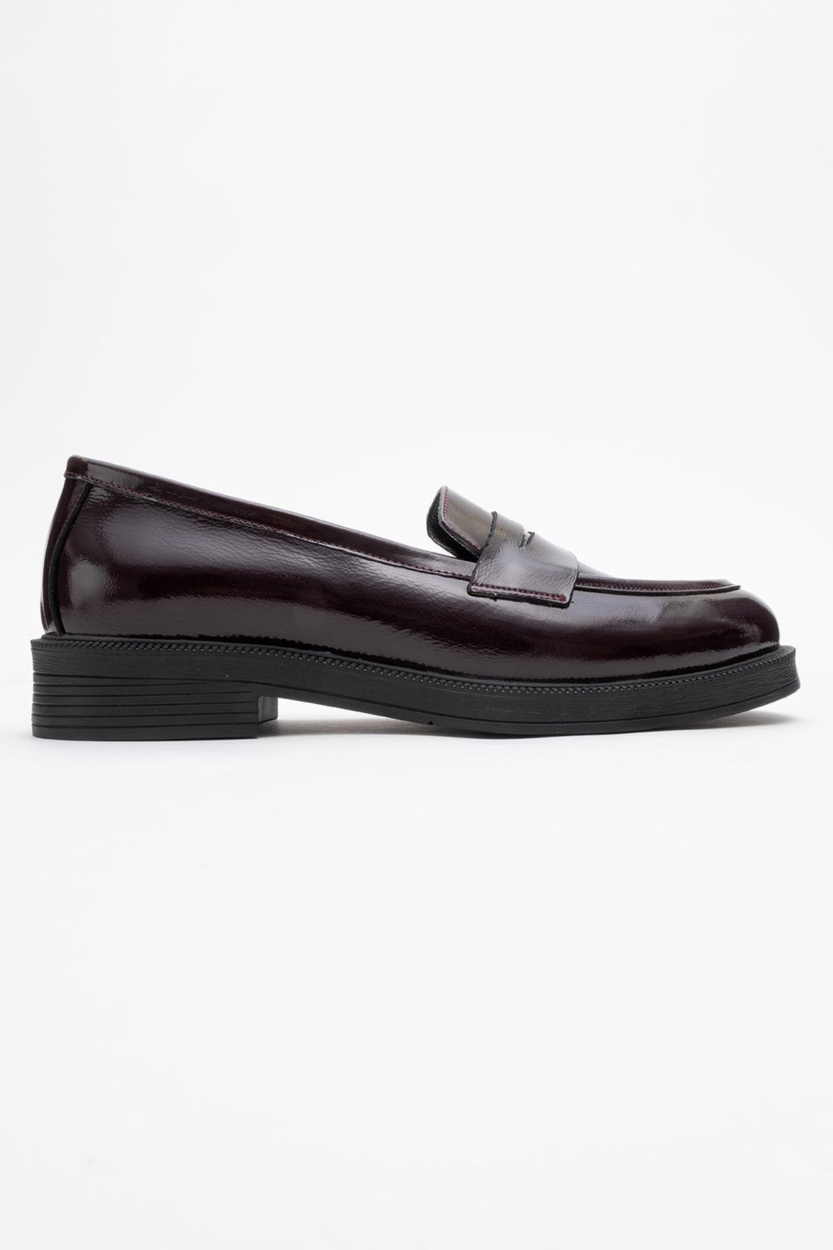 Bree - Burgundy Patent Platform Leather Loafers (Women)