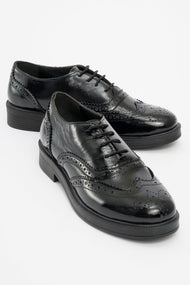 Avra - Black Patent Leather Oxford Shoes (Women)