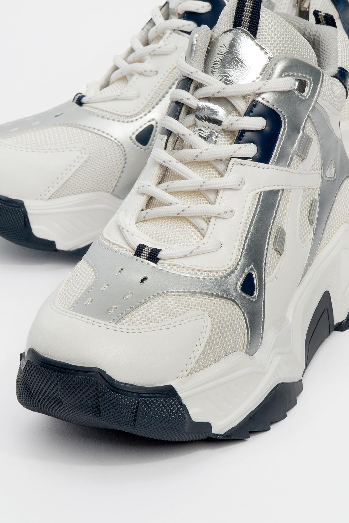 Lowel White-Navy Sneaker Boot (Women)