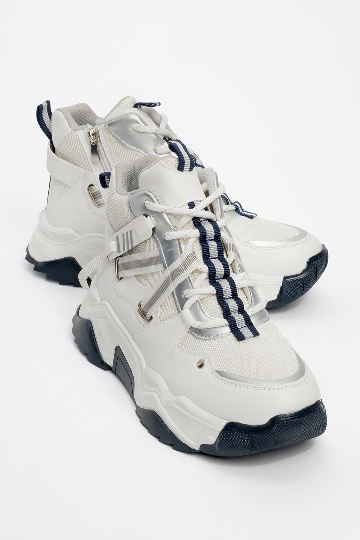 Seraphine - White Navy Zippered And Lace-Up Women's Sport Boot (Women)