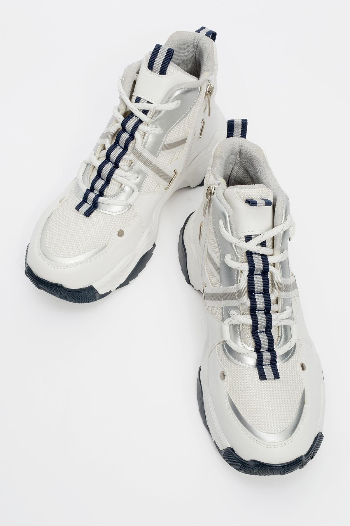 Seraphine - White Navy Zippered And Lace-Up Women's Sport Boot (Women)