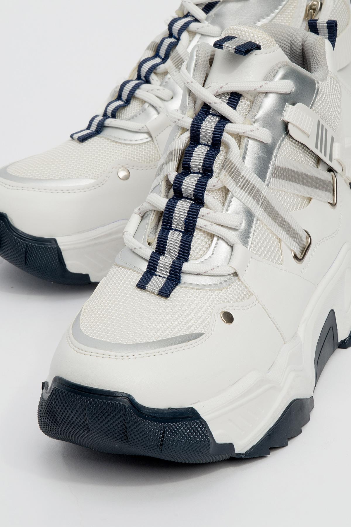 Seraphine - White Navy Zippered And Lace-Up Women's Sport Boot (Women)