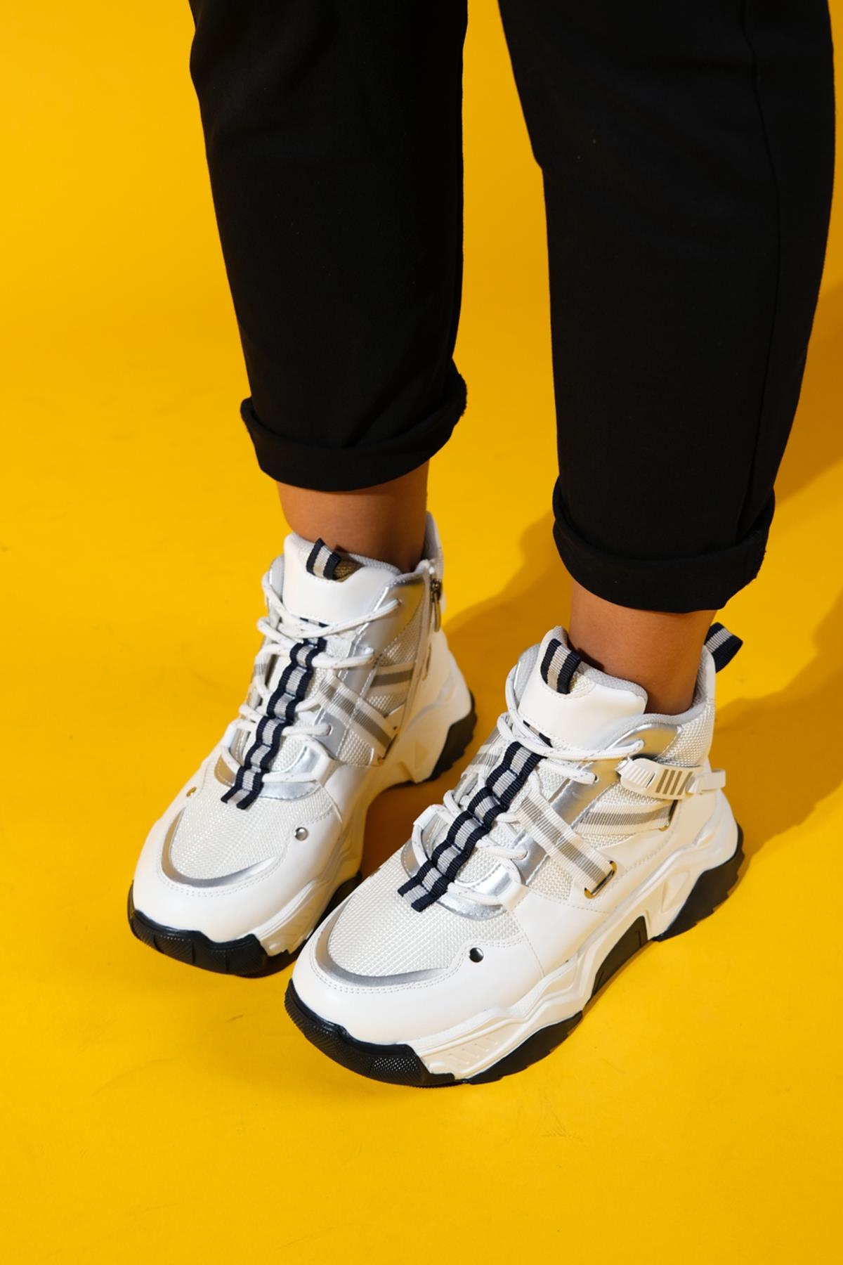 Seraphine - White Navy Zippered And Lace-Up Women's Sport Boot (Women)