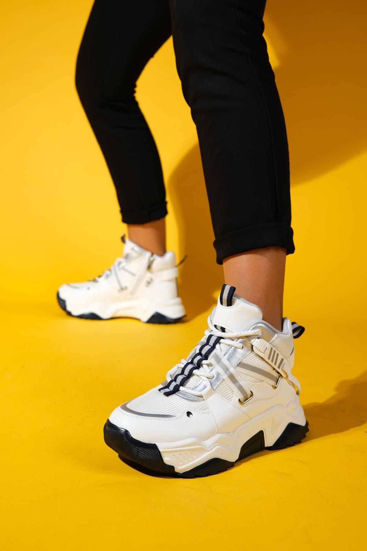 Seraphine - White Navy Zippered And Lace-Up Women's Sport Boot (Women)