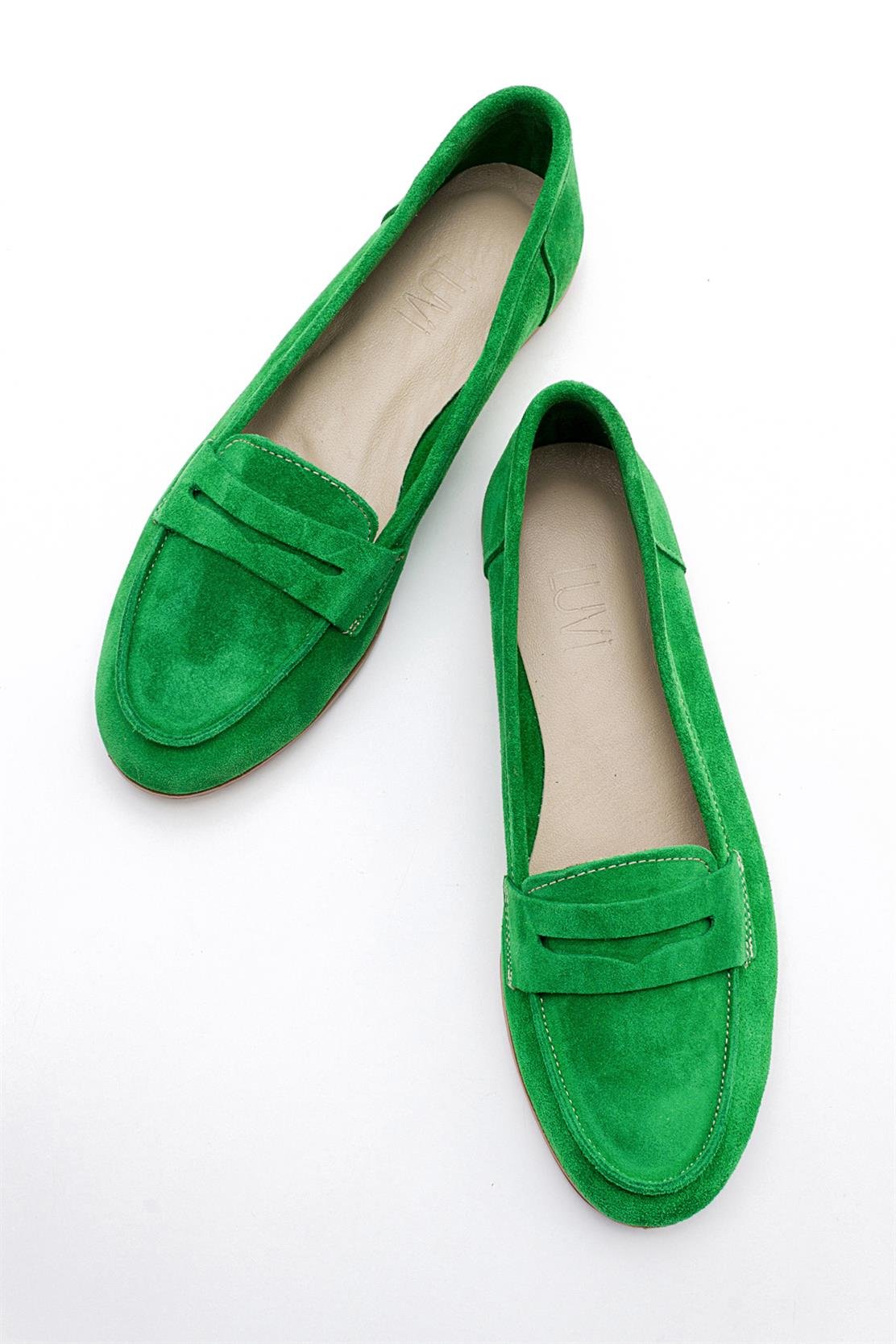 Dorothy - Green Suede Leather Loafers
