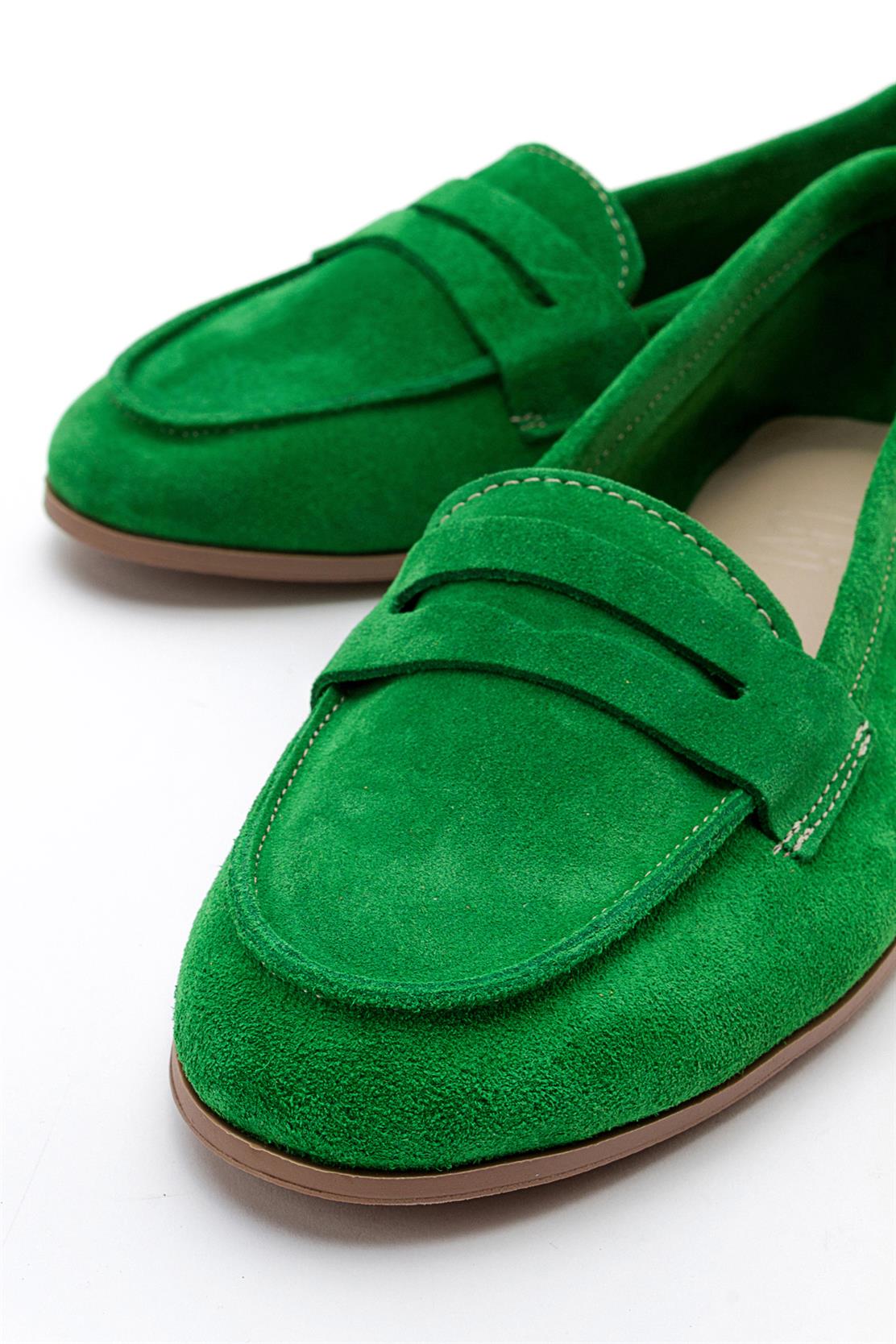Dorothy - Green Suede Leather Loafers