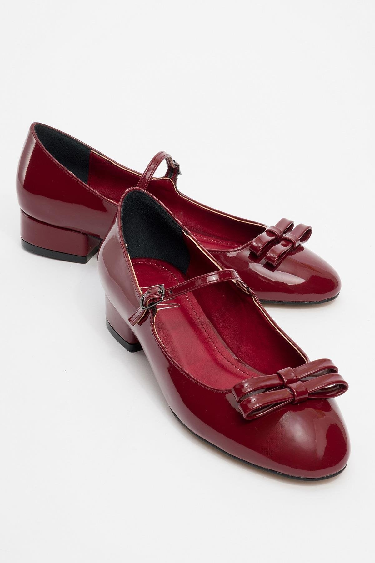 Stela - Burgundy Patent Bow Heeled Ballet Flat (Women)