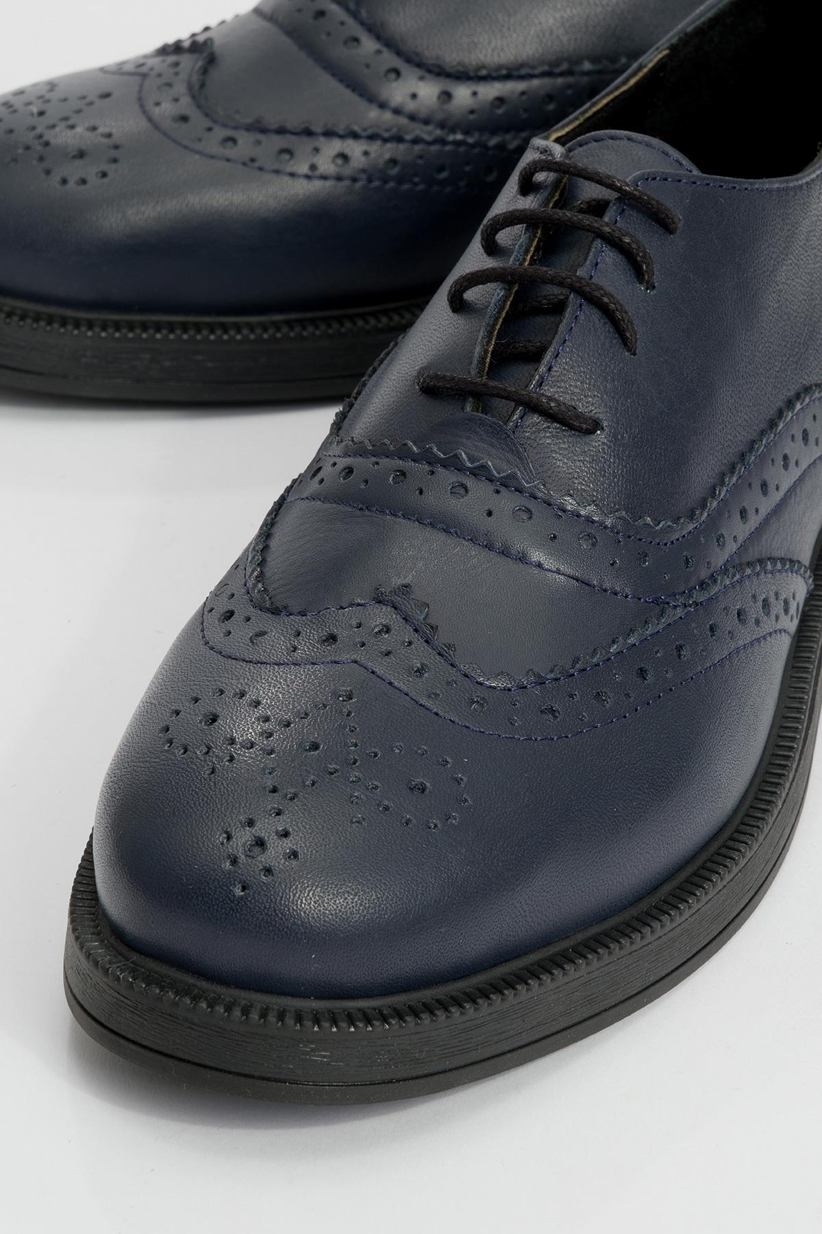 Avra - Navy Leather Oxford Shoes (Women)
