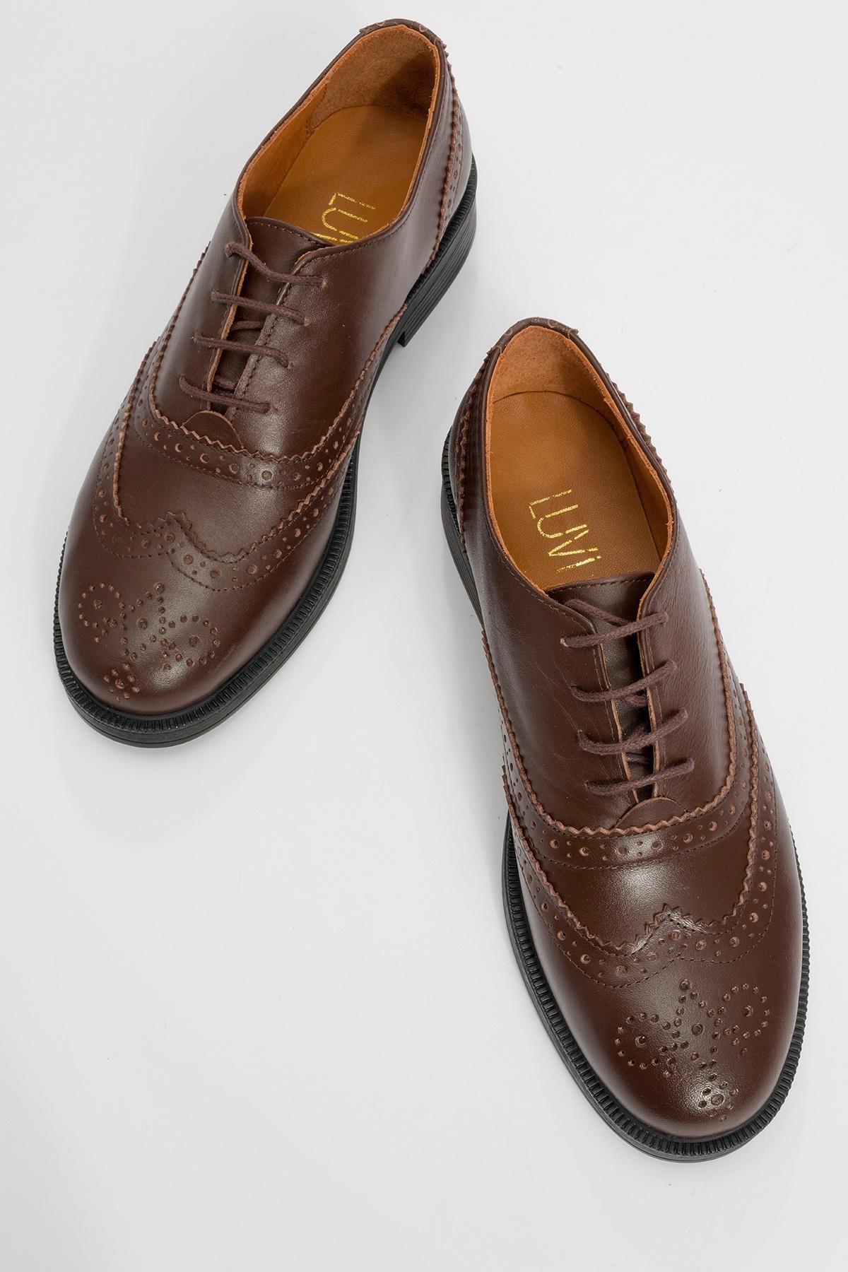 Avra - Brown Leather Oxford Shoes (Women)