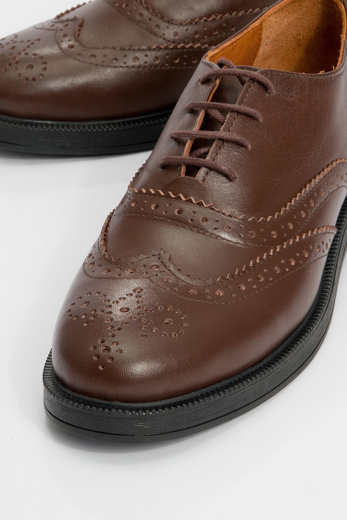 Avra - Brown Leather Oxford Shoes (Women)