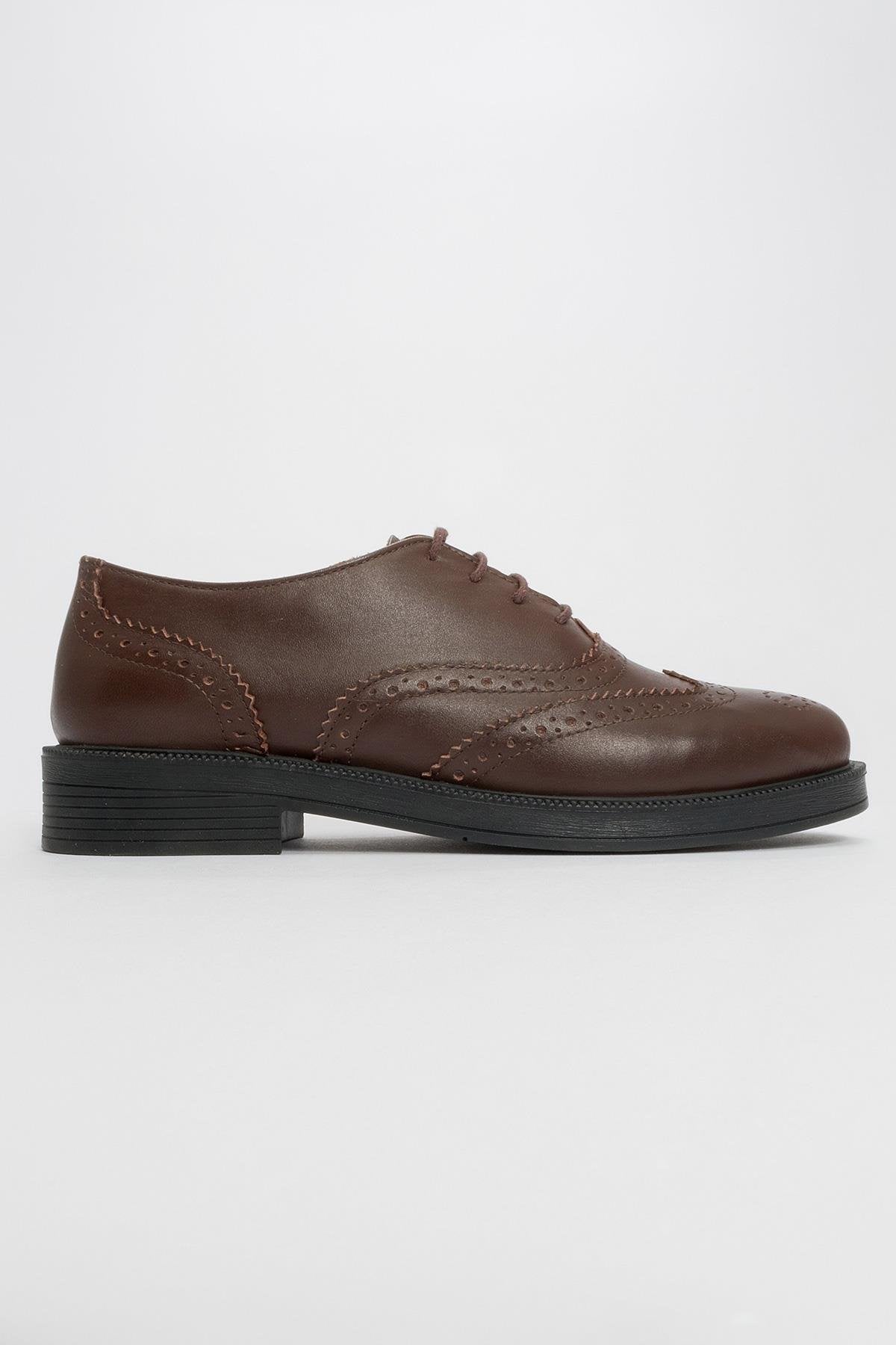Avra - Brown Leather Oxford Shoes (Women)