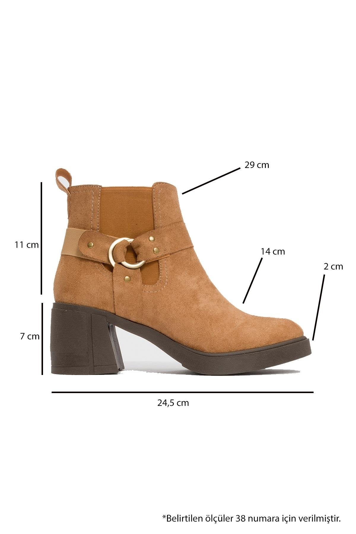 Felin - Tan Elasticated Buckle Block Heel Boot (Women)