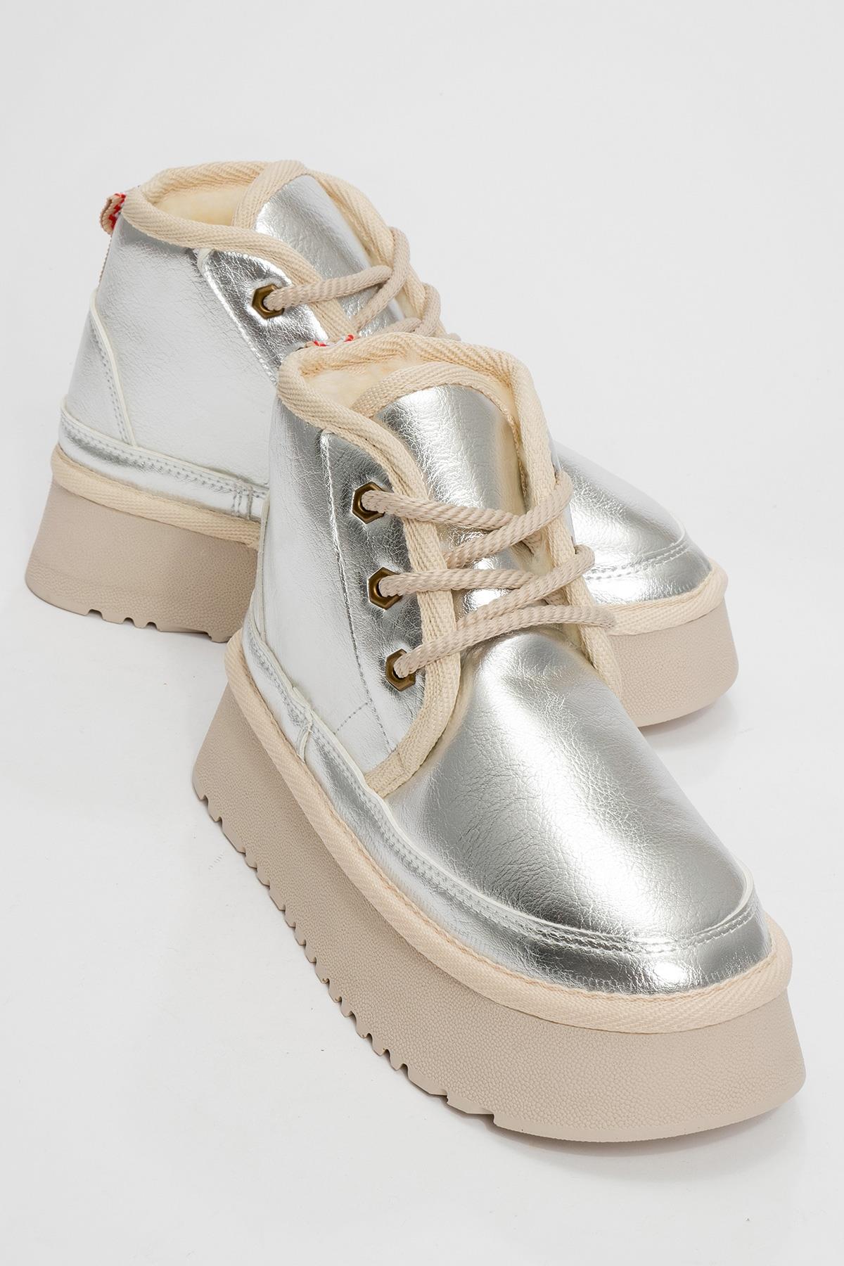 Ovela - Silver Chunky Sole Lace-Up Sport Boot (Women)
