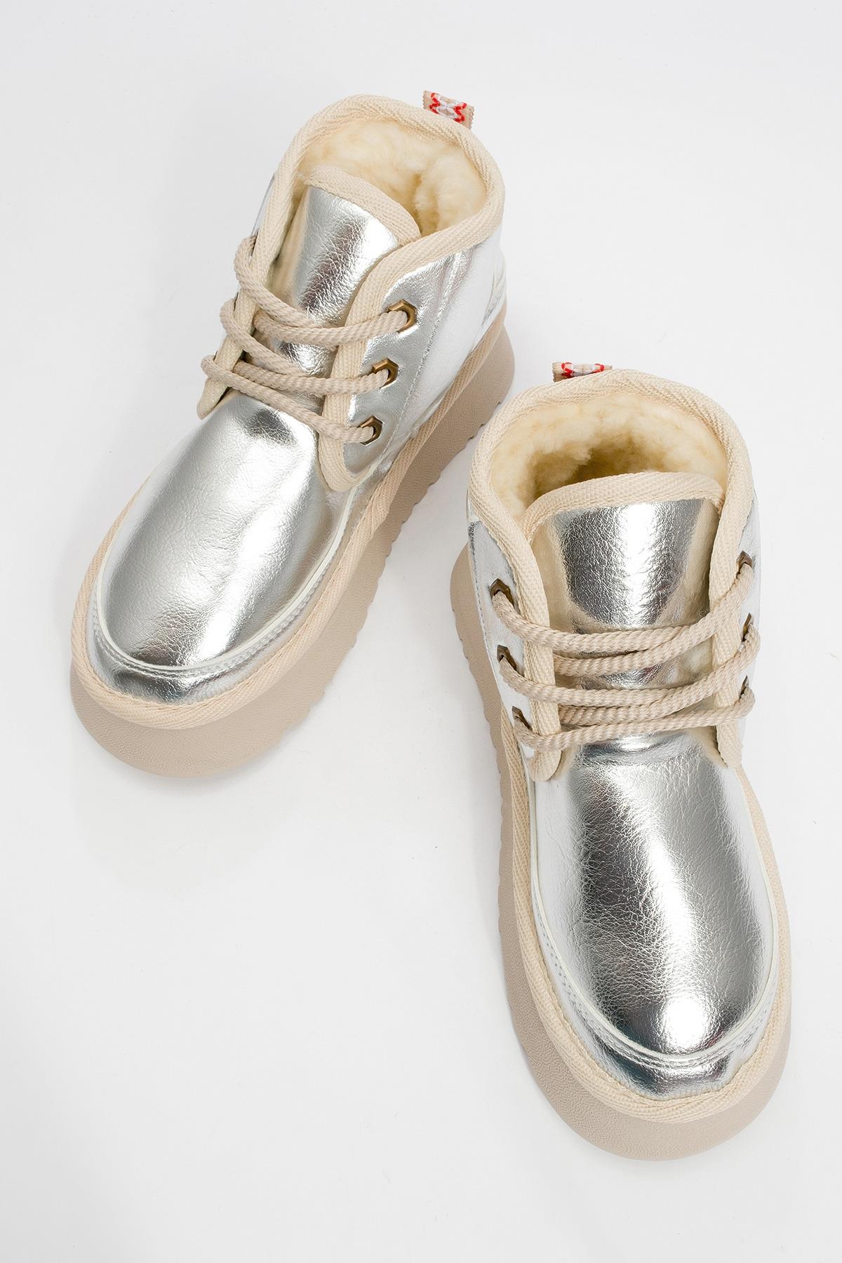 Ovela - Silver Chunky Sole Lace-Up Sport Boot (Women)