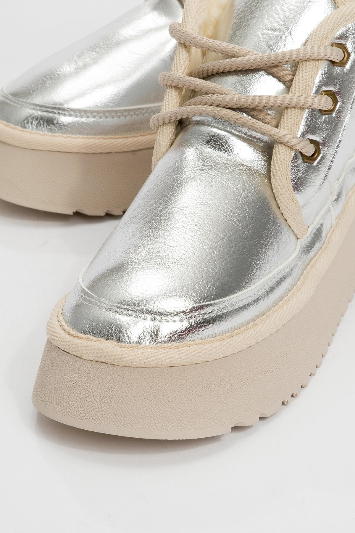 Ovela - Silver Chunky Sole Lace-Up Sport Boot (Women)