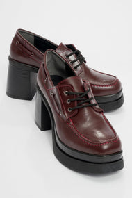 Dudley - Burgundy Lace-Up Platform Heel Shoe (Women)