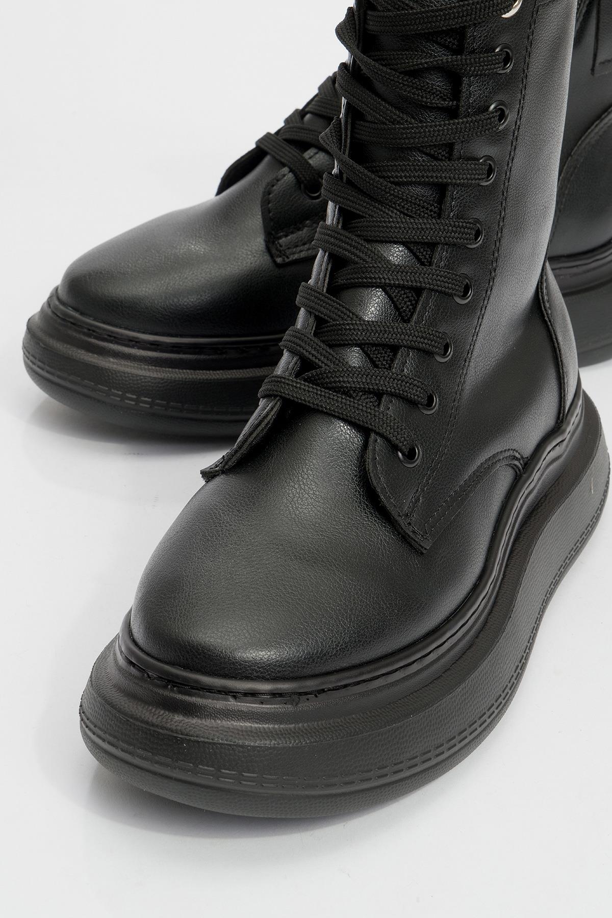 Nicolas Black Combat Boot (Women)