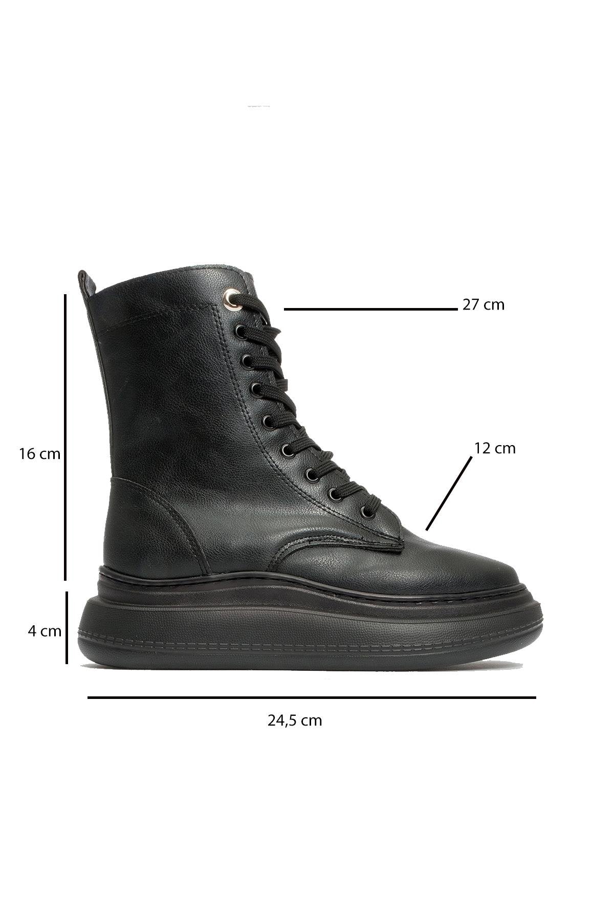 Nicolas Black Combat Boot (Women)
